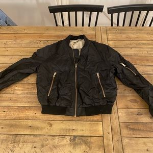 Black zara bomber jacket with gold zippers